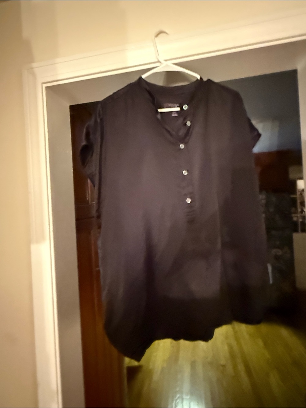 Black Short-Sleeve 3/4 Button Top - Women